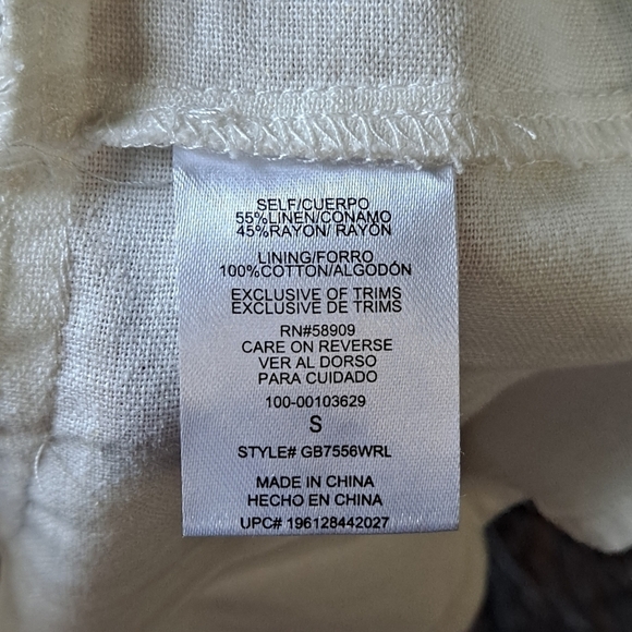 GB Size Small White Linen Blend Spaghetti Strap Dress Ruffle Hem NWT - Picture 9 of 12